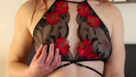 Nipple tease in sexy lingerie - Misty Snow and James Flower Garden Cam Show