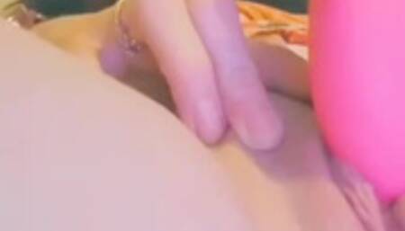 Fucks herself hard with creamy dildo