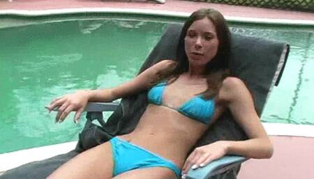 Sexy teen Brooke masturbates by the pool