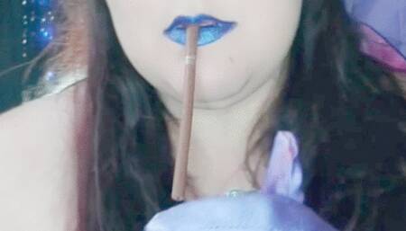 Nicki Pie purple gloves and lipstick masturbation