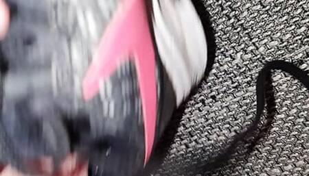 Quick Cum into Her Nike Running Sneakers