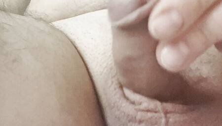 Small cock cums a lot in the bed after showering!