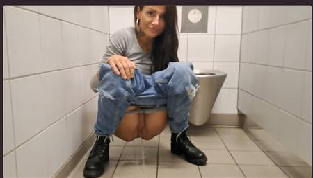 The first time distributed my hot pee on a public toilet.