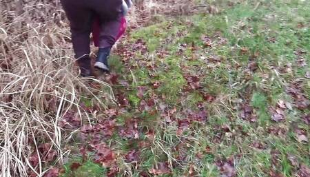 Caught while naked titslapping her outside