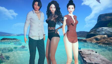 AI Shoujo Kenzo fucks Japanese beauties Celine & Okabe in realistic THREESOME sex  UNCENSORED