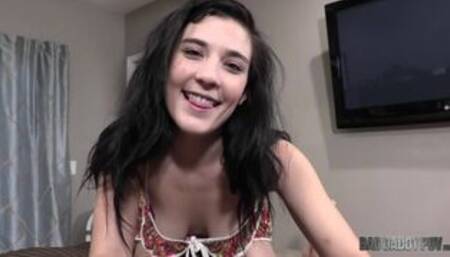 Spicy as fuck brunette teen Jenna Reid screwed in the cowgirl pose