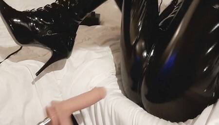 Marcella so horny in black latex - 1st webcam show