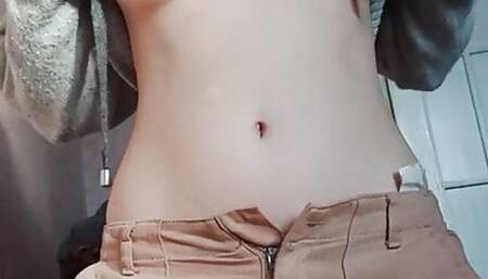 Daytime striptease and gentle masturbation with orgasm. At home