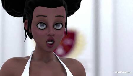 3D Ebony Schoolgirls Locker Room Fuck