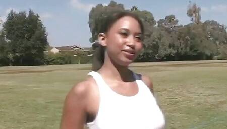 Black Chick with big tits who takes it in the ass