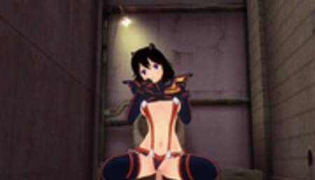 3D HENTAI Ryuko Matoi Rides a Dildo