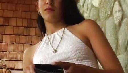 Anal pleasure for a young brunette in love