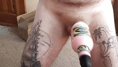 masturbating with a sex machine and powerfully cumming
