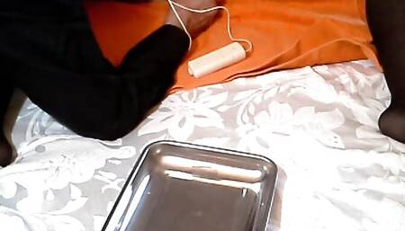 Electric shock on the clitoris and wedge in the ass