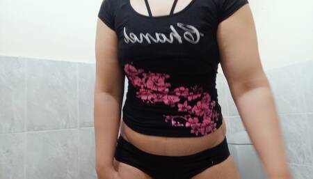 Real amber khan dance in black shirt and black panty showing her boobs