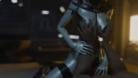 By SavageCabbage (girl does an intense ride and wets her delicious pussy with a big chocolate cock and shows her big tit