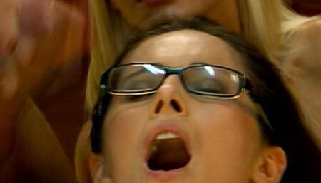 Bisexual Lovers Lick Their Tits While Getting Screwed