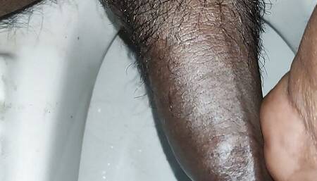 Cumshot by indian black cock, masturbation in bathroom and cumming huge load... Lots of cum for you