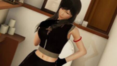 Tifa has an Urgency in the Bathroom