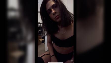 Hot Shemale solo cumshot with dildo