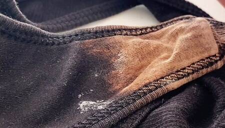 Precum cock slap in dirty panties cum