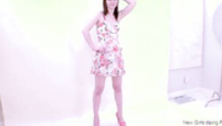 Skinny Brunette gets pink pussy fucked in studio