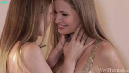 Sia S and Stella C brown wooden desk and on a bed also in lesbian scenes together