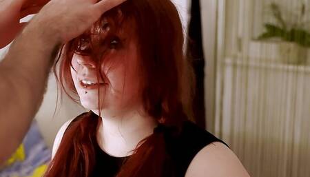 Quick slaps for a chubby redhead