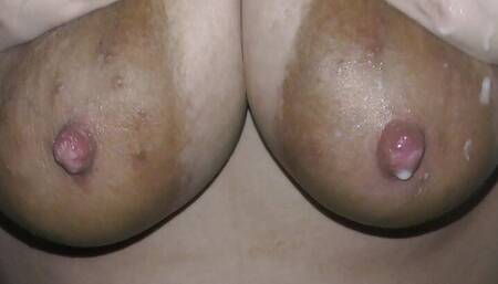 Hotwife Milky Mari start milking her huge lactating boobs in a close-up right in front of your face!