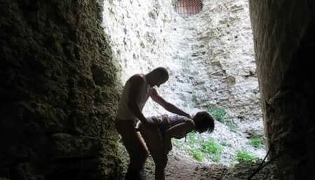 Brunette Sucks Cock and Fucks in the Ruins of an old Fortress