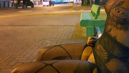 MICRO SHEER DRESS , SITTING WITH OPEN LEGS SHOWING MY PUSSY TO THE DRIVERS