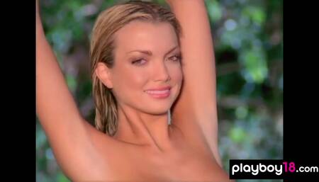 Hot blondie took off her uniform outdoor