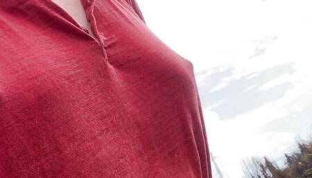 All I see are pokies, braless public bouncing milf tits