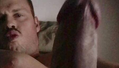 Cock tease in bed late at night
