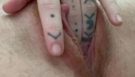 Babysitter rubs her clit and fingers her hairy pussy