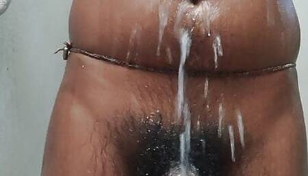 Pink raju bathing with big black cock