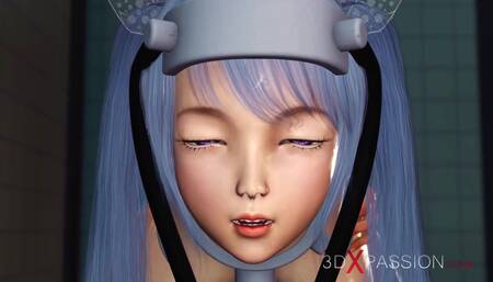 Lovely Chinese colegge woman and drilling machine