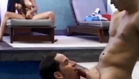 Lets take turns sucking his big hard cock
