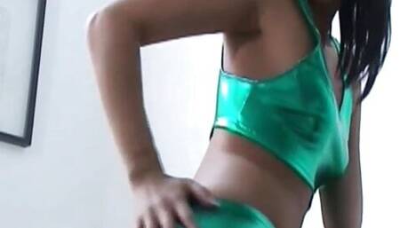 I love how tight these gold PVC panties are