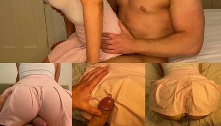 Grinding on dick in tennis skirt - Huge Cumshot