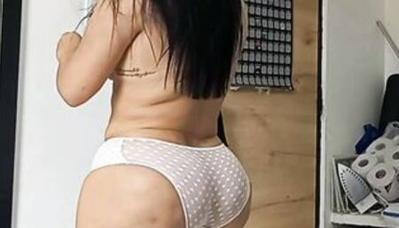 A concealed camera inside my stepmother's room records transparency inside her panties