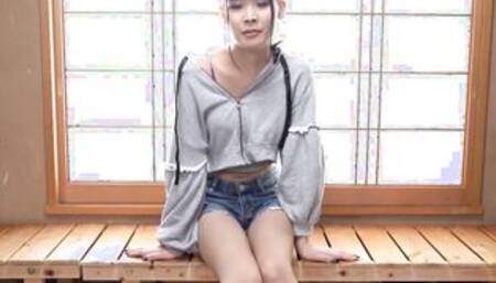 Skinny Japanese newhalf interview and handjob foreplay