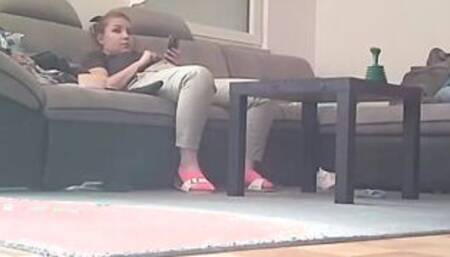 Caught my mom masturbating in clothes