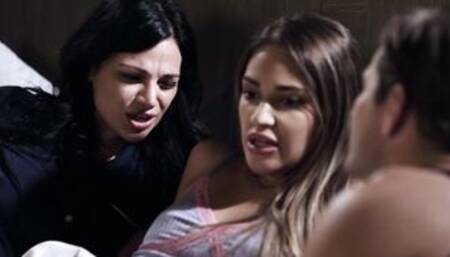 MILF and stepson luring a teen into FFM