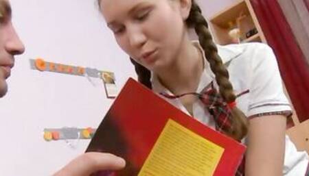 Schoolgirl Hottie With Pigtails Seduces Her Tutor