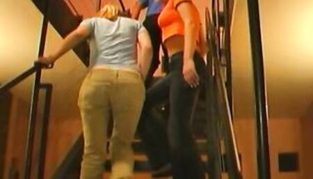 Blonde Hotties Cindy And Lussi Pet, Paw, And Share A Hot Dick