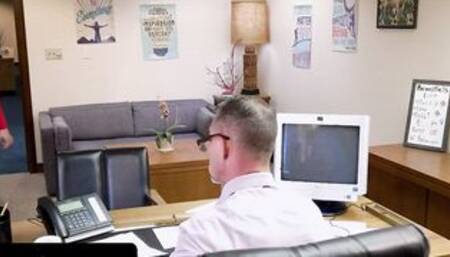 Perv Principal - Big Boobed Mylf Sydny Davis Gets Naked And Blows The Principal's Dick Behind His Desk