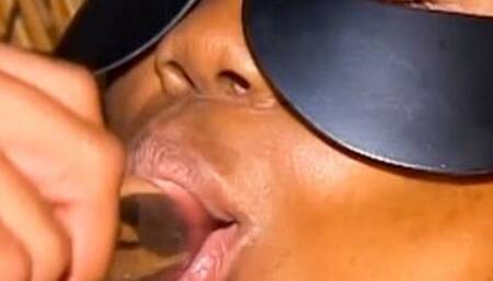 African Town Slut Gets Dildo Fucked By Husband And His Friends