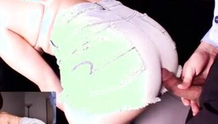 Booty Grinding inside Goddess Red Stockings and Jeans