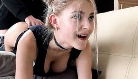 Stepsister gets a creampie and facial while playing the game